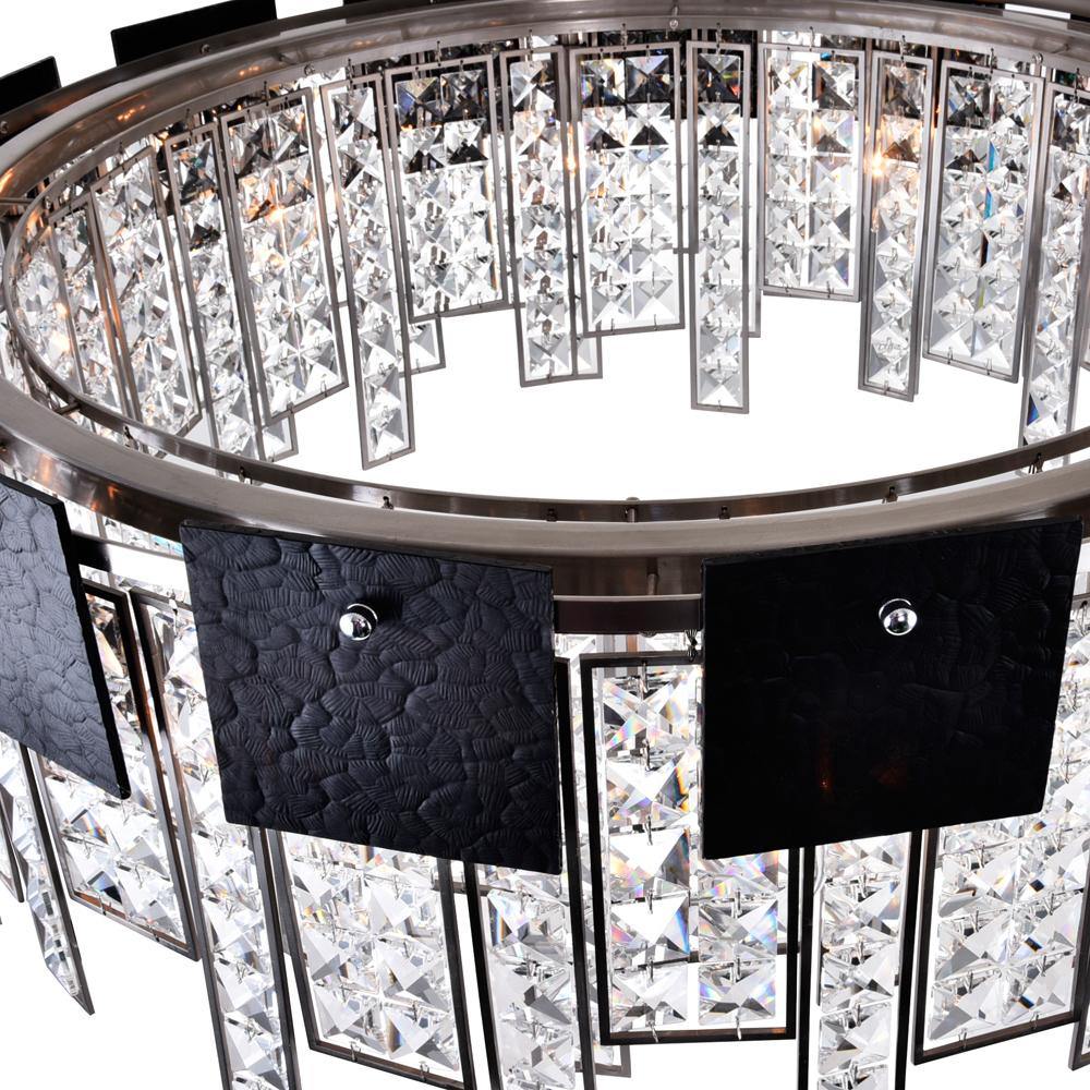 Black Textured Square Panel with Crystal 3 Tier Chandelier - LV LIGHTING