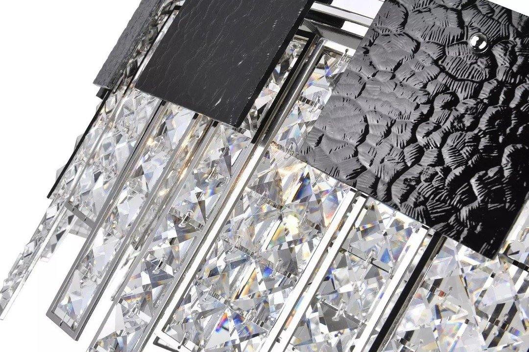 Black Textured Square Panel with Crystal Chandelier - LV LIGHTING