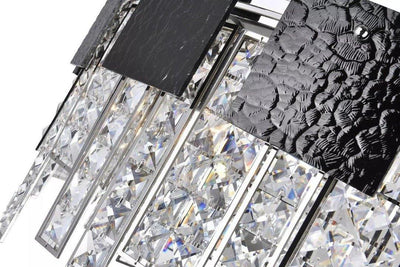 Black Textured Square Panel with Crystal Chandelier - LV LIGHTING
