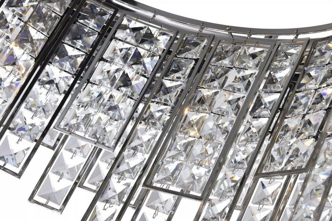 Black Textured Square Panel with Crystal Chandelier - LV LIGHTING