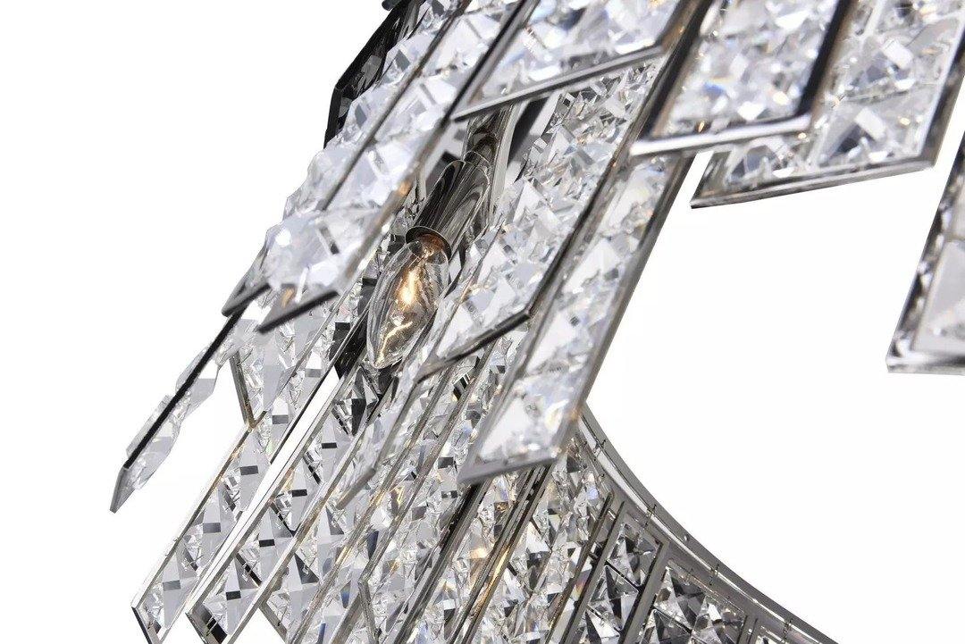 Black Textured Square Panel with Crystal Chandelier - LV LIGHTING