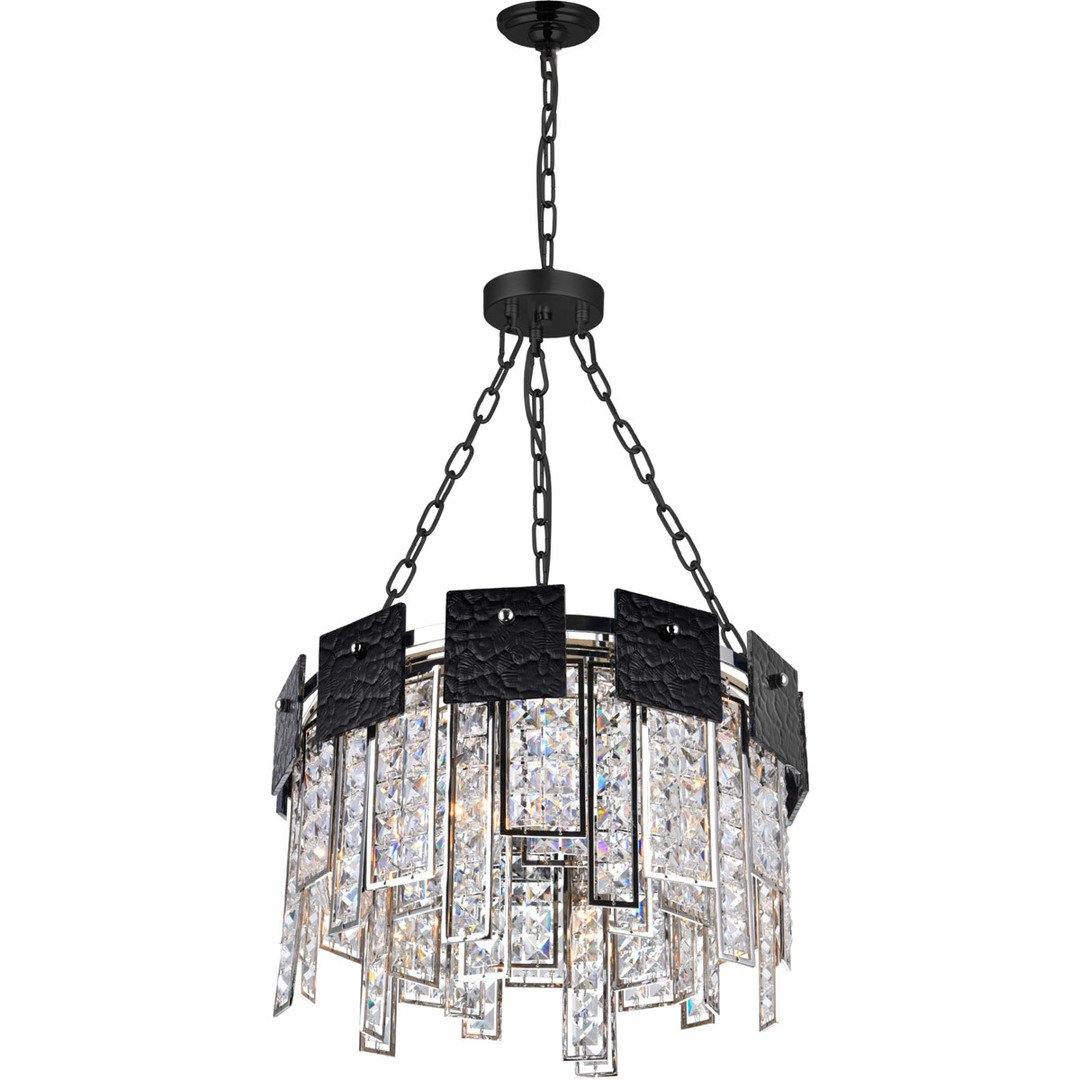 Black Textured Square Panel with Crystal Pendant - LV LIGHTING