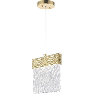 LED Steel with Textuered Frame and Crystal Panel Pendant - LV LIGHTING