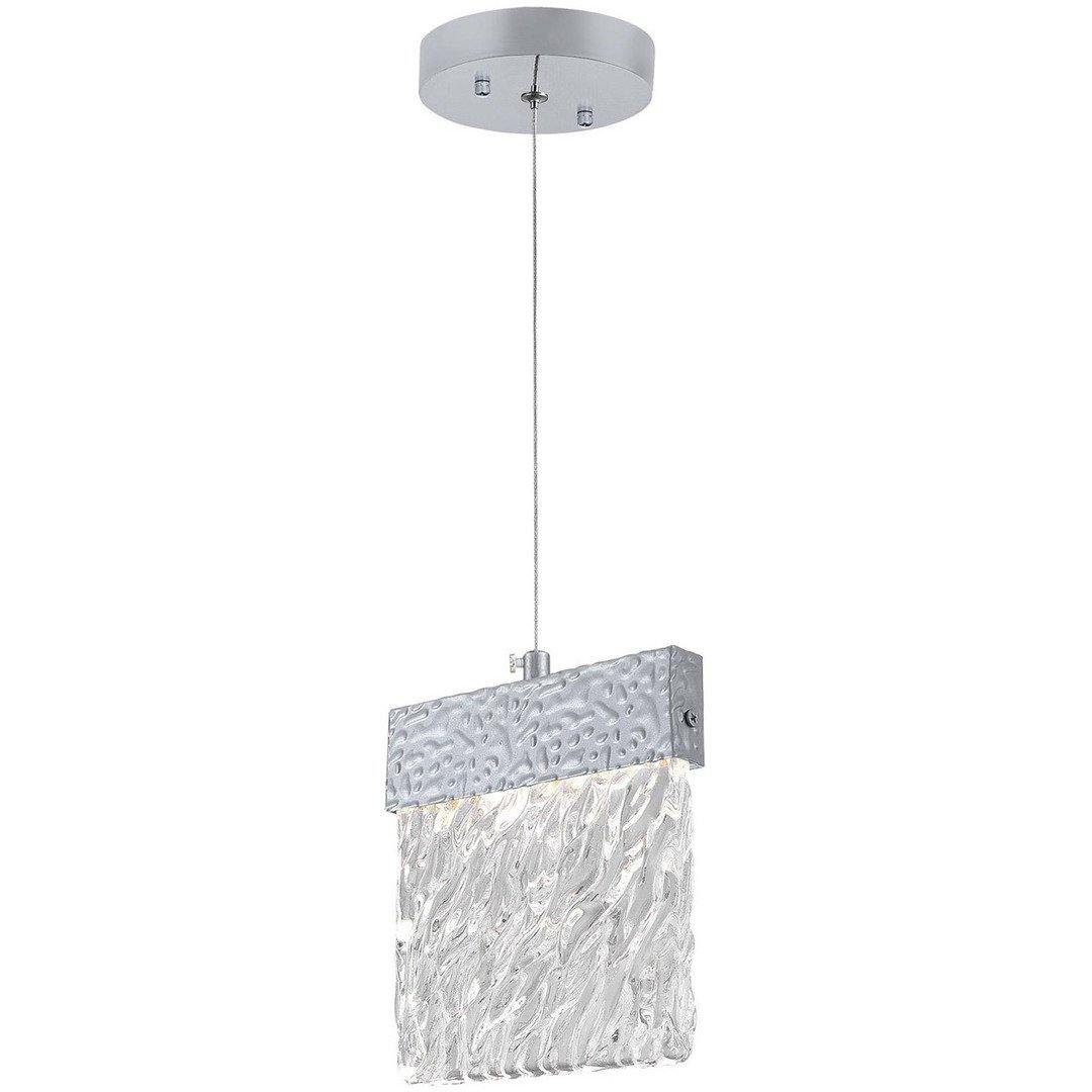 LED Steel with Textuered Frame and Crystal Panel Pendant - LV LIGHTING