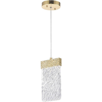 LED Steel with Textuered Frame and Crystal Panel Pendant - LV LIGHTING