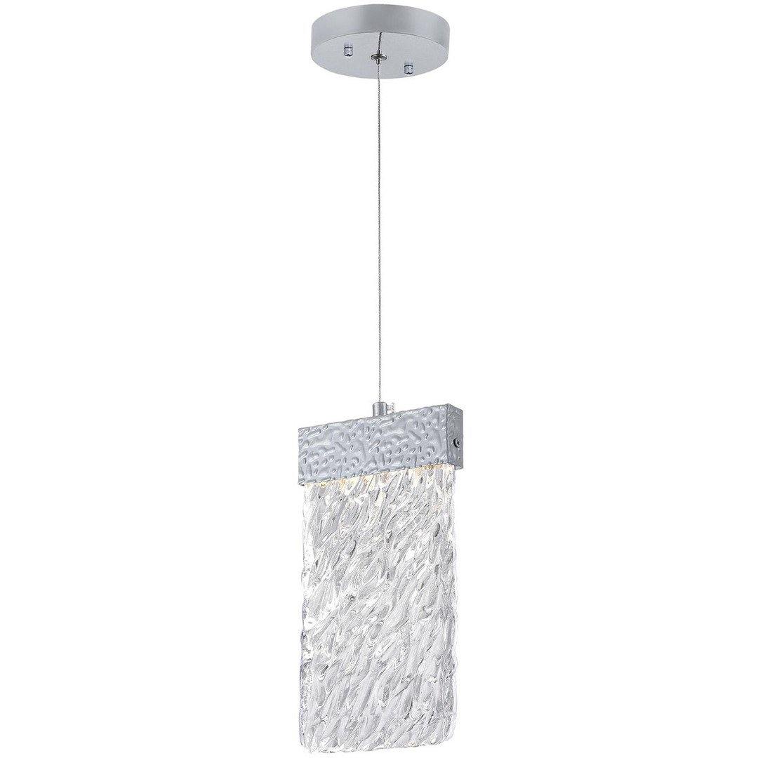 LED Steel with Textuered Frame and Crystal Panel Pendant - LV LIGHTING