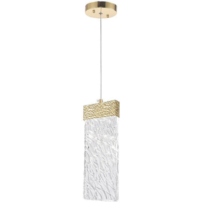 LED Steel with Textuered Frame and Crystal Panel Pendant - LV LIGHTING