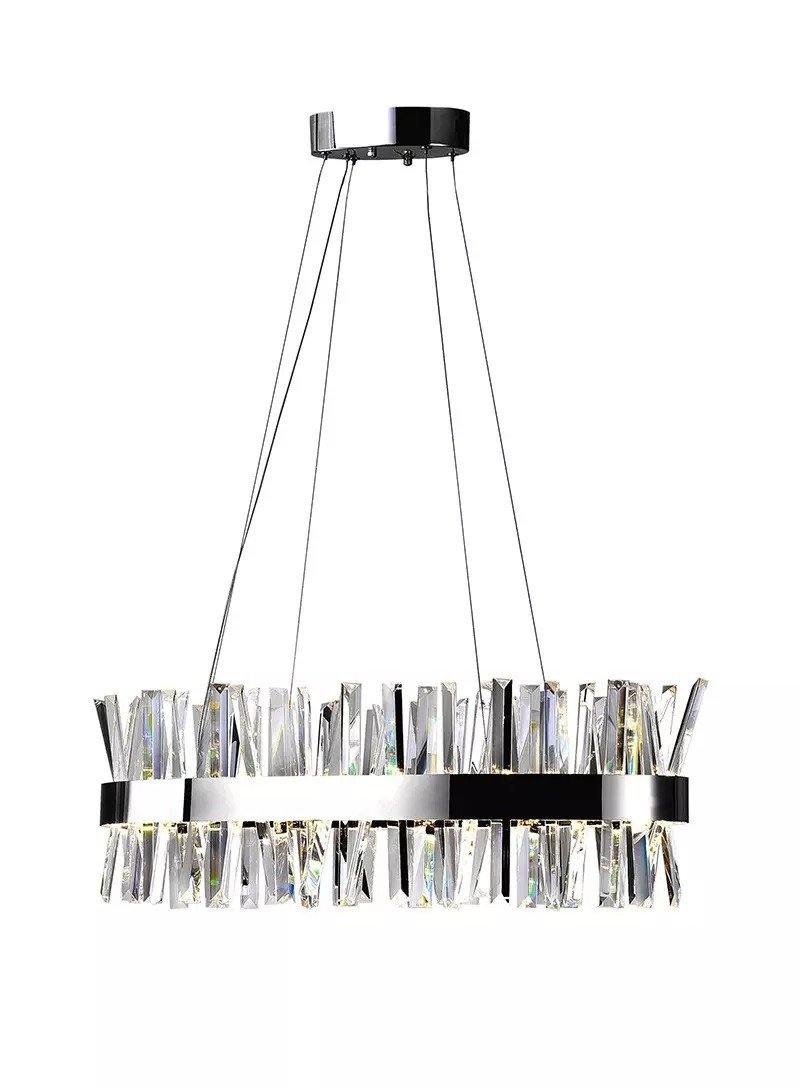 LED Chrome with Crystal Oval Linear Pendant - LV LIGHTING