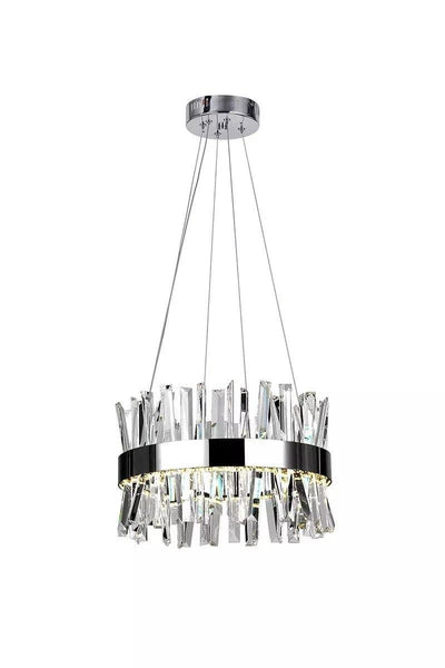 LED Chrome Ring with Crystal Chandelier - LV LIGHTING