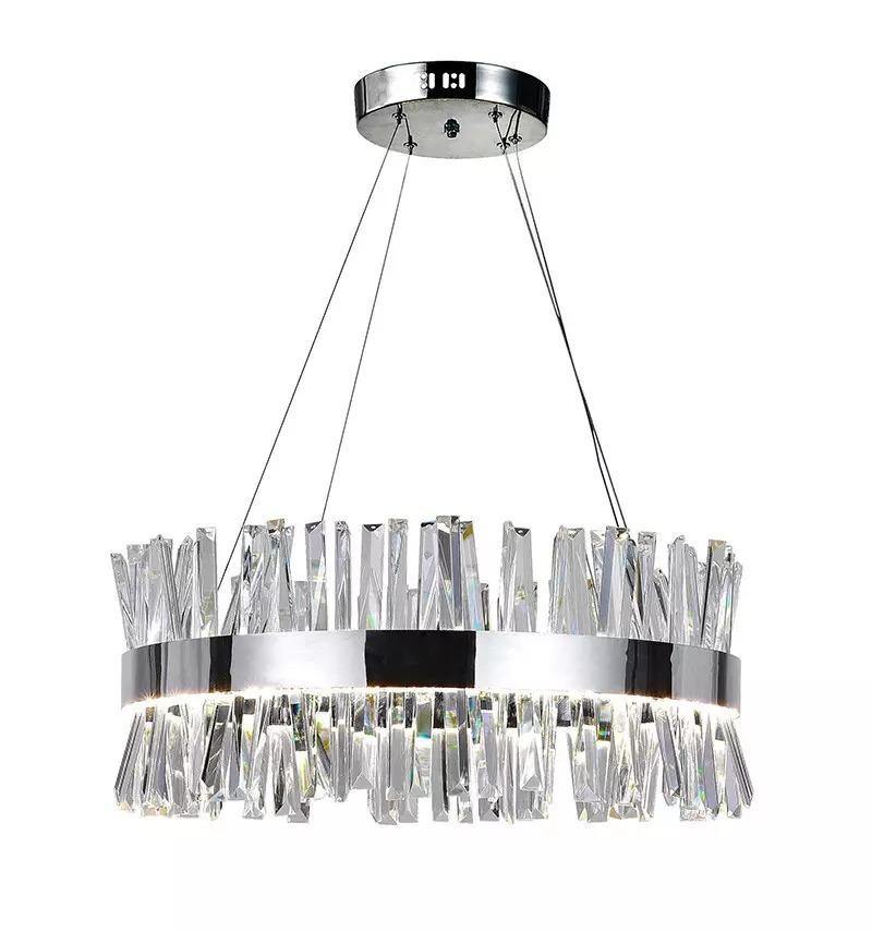 LED Chrome Ring with Crystal Chandelier - LV LIGHTING