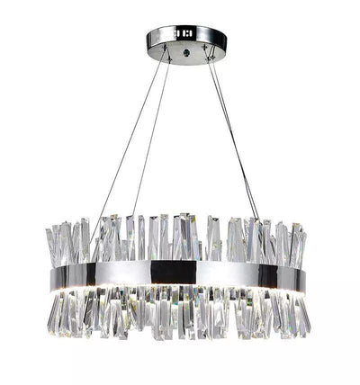 LED Chrome Ring with Crystal Chandelier - LV LIGHTING