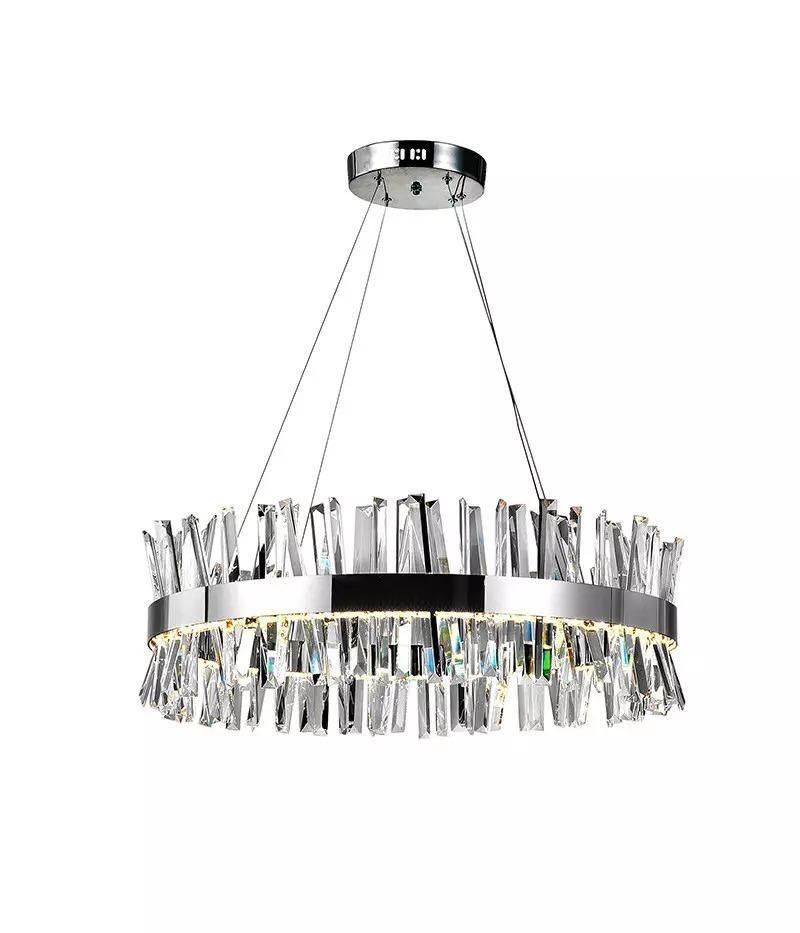 LED Chrome Ring with Crystal Chandelier - LV LIGHTING