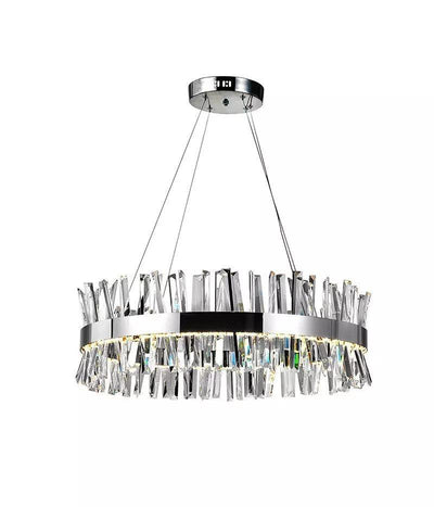 LED Chrome Ring with Crystal Chandelier - LV LIGHTING