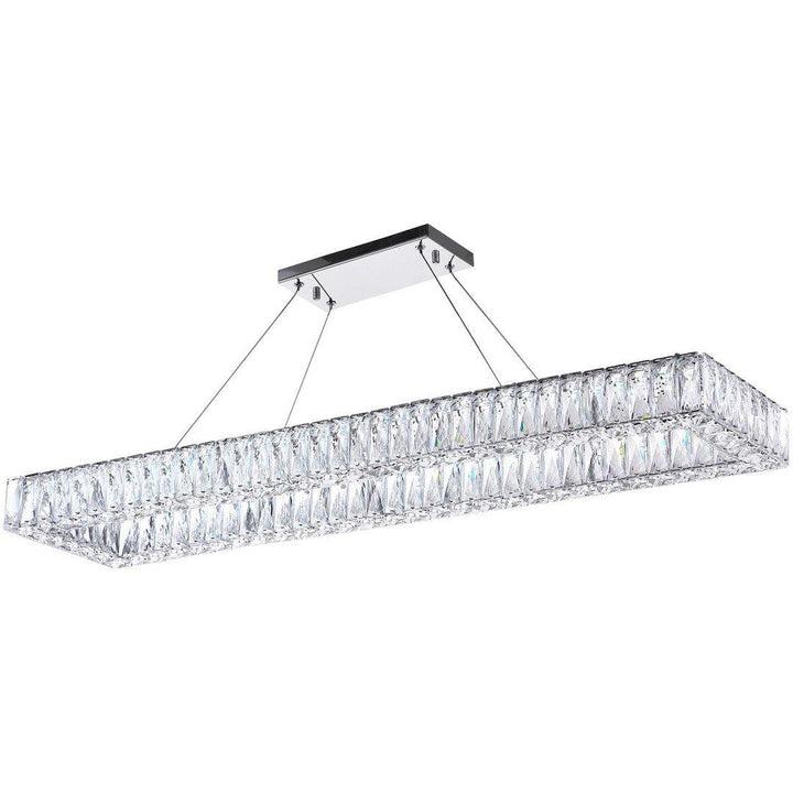 LED Chrome with Crystal Rectangular Linear Chandelier - LV LIGHTING