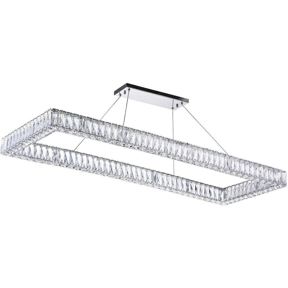 LED Chrome with Crystal Rectangular Linear Chandelier - LV LIGHTING