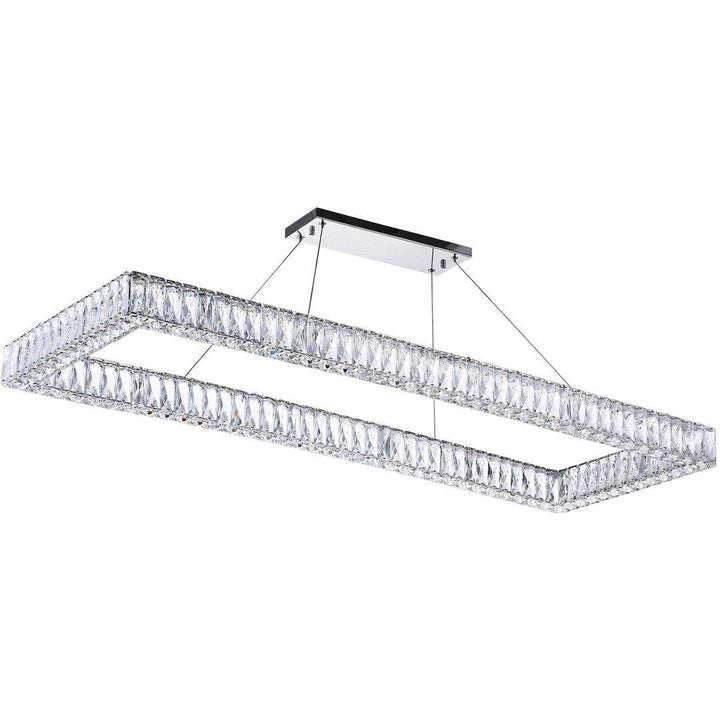LED Chrome with Crystal Rectangular Linear Chandelier - LV LIGHTING