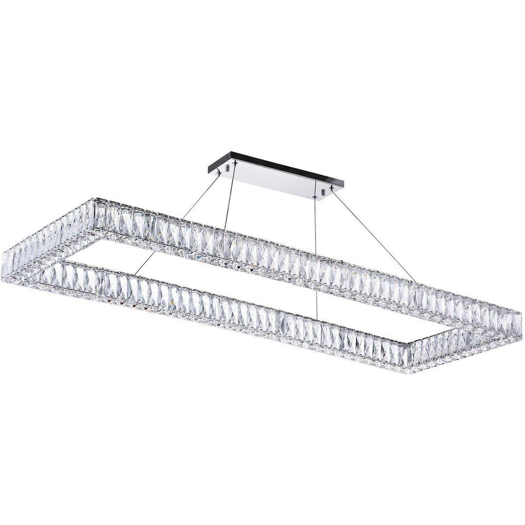 LED Chrome with Crystal Rectangular Linear Chandelier - LV LIGHTING