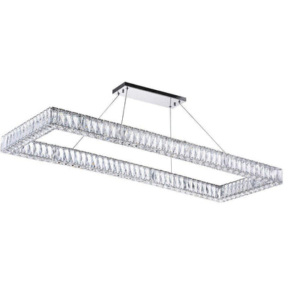 LED Chrome with Crystal Rectangular Linear Chandelier - LV LIGHTING