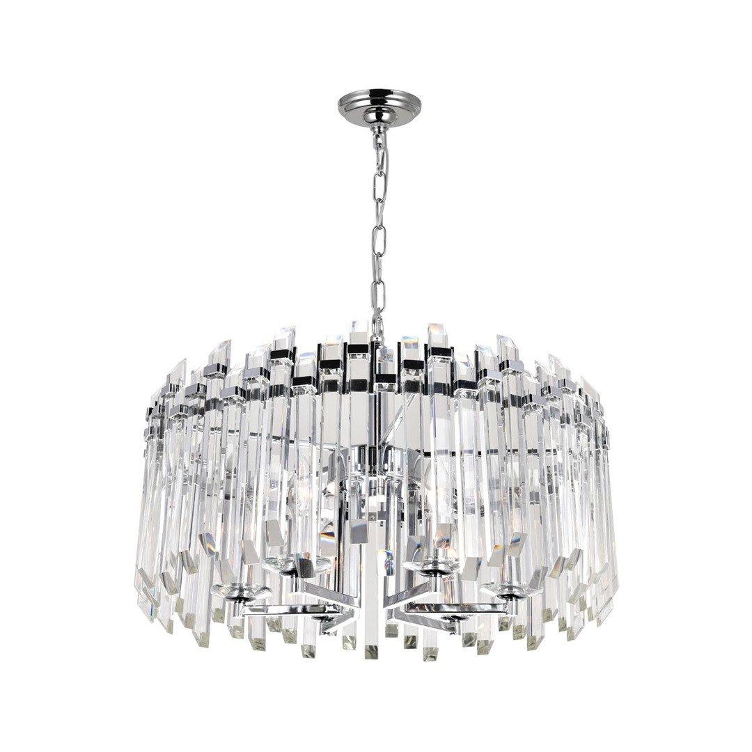 Chrome with Crystal Rod Round Chandelier - LV LIGHTING