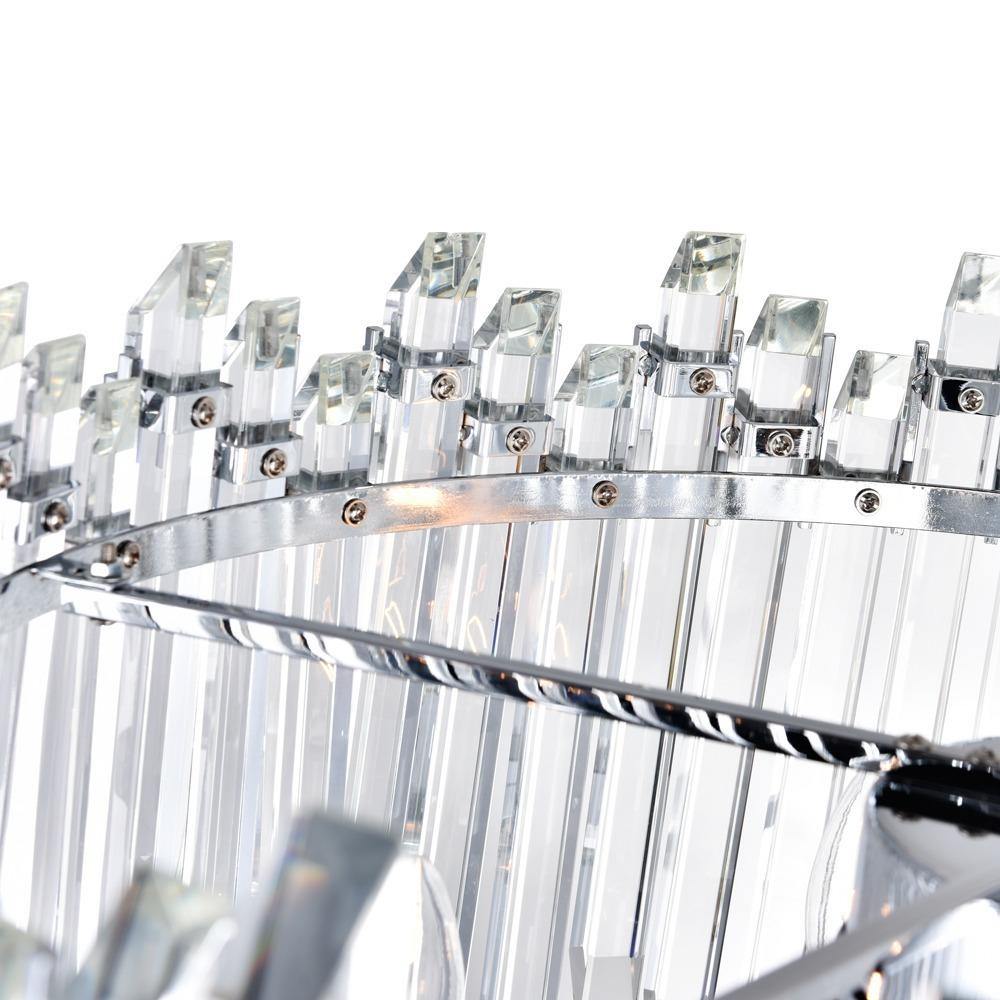 Chrome with Crystal Rod Round Chandelier - LV LIGHTING