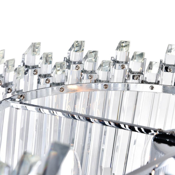 Chrome with Crystal Rod Round Chandelier - LV LIGHTING