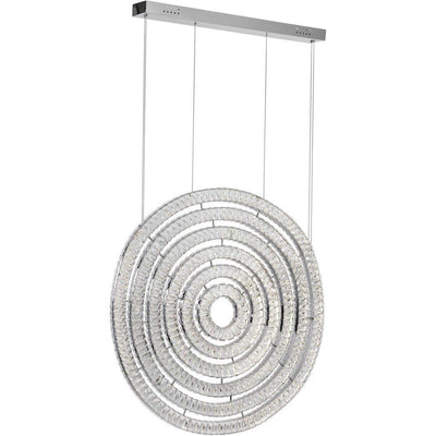 LED Chrome with Multiple Crystal Ring Linear Chandelier - LV LIGHTING