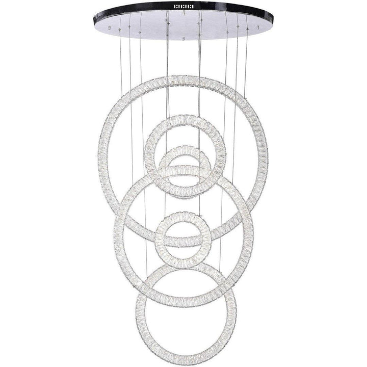 LED Chrome Vertical Rings Chandelier - LV LIGHTING
