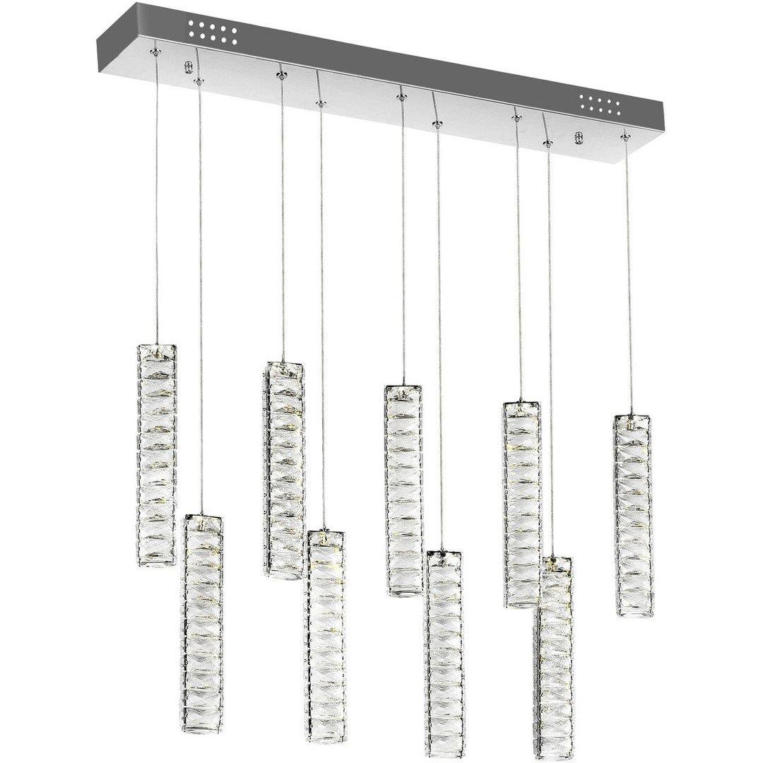 LED Chrome with Vertical Crystal Linear Pendant - LV LIGHTING