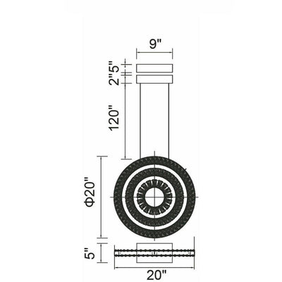 LED Chorme with Vertical Rings Chandelier - LV LIGHTING