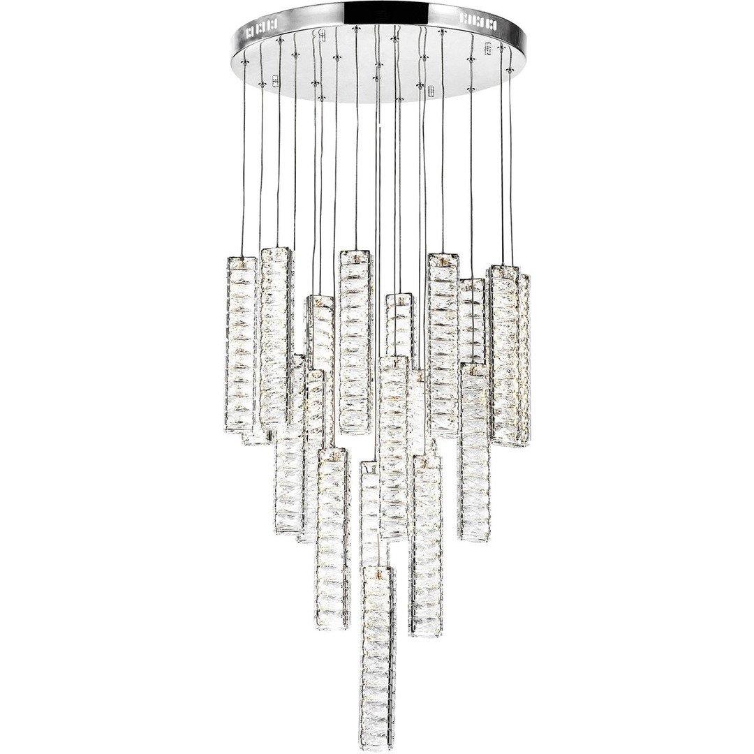 LED Chrome with Vertical Crystal Round Chandelier - LV LIGHTING