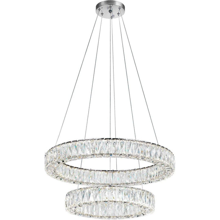 LED Chrome Crystal Ring 2 Tier Chandelier - LV LIGHTING