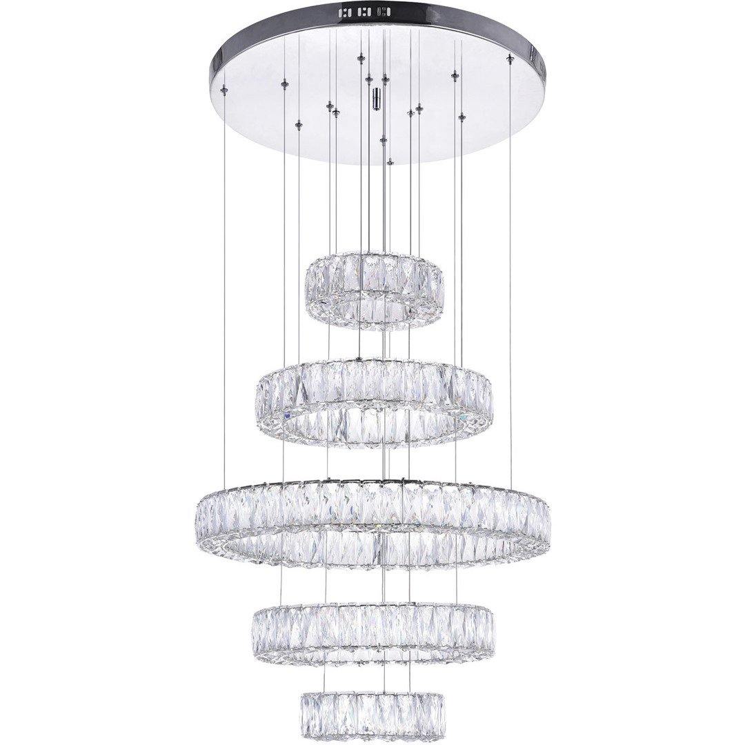 LED Chrome with Crystal Rings Chandelier - LV LIGHTING