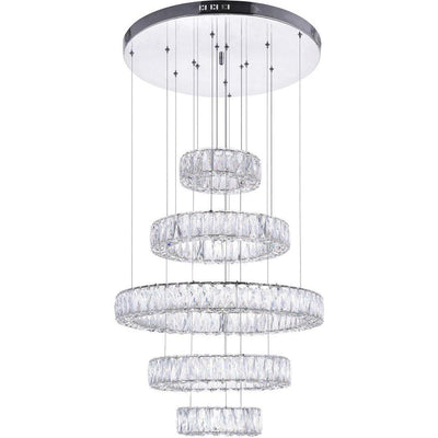 LED Chrome with Crystal Rings Chandelier - LV LIGHTING