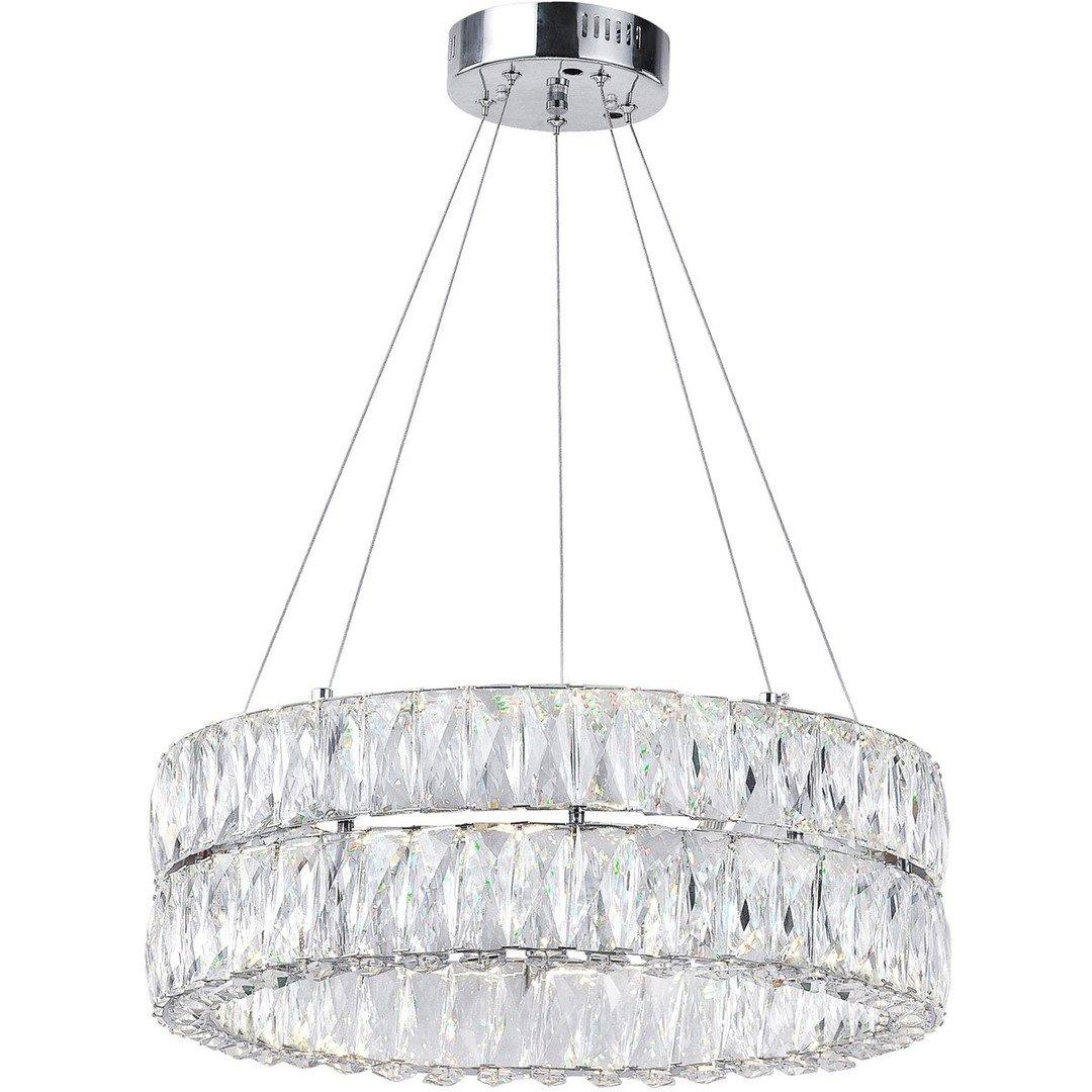 LED Chrome with Crystal Ring 2 Tier Chandelier - LV LIGHTING
