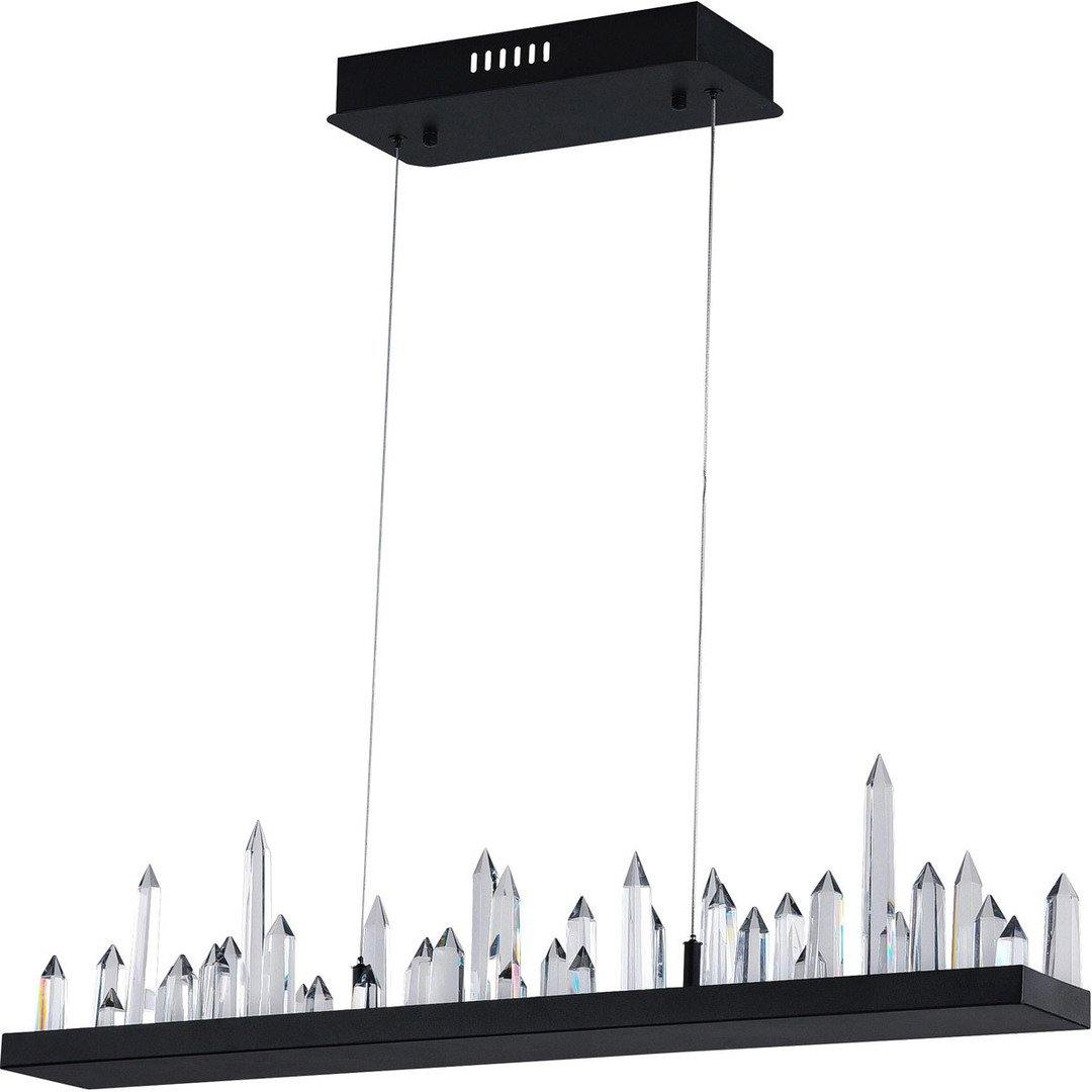 LED Black Rectangular Frame with Crystal Linear Pendant - LV LIGHTING