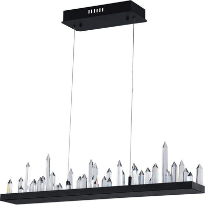 LED Black Rectangular Frame with Crystal Linear Pendant - LV LIGHTING