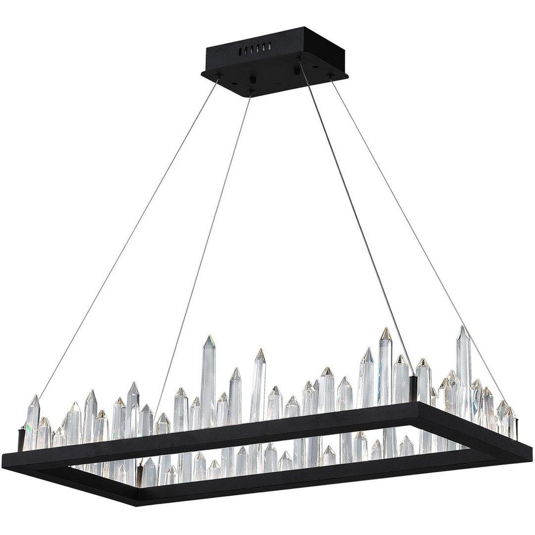 LED Black Rectangular Frame with Crystal Linear Chandelier - LV LIGHTING