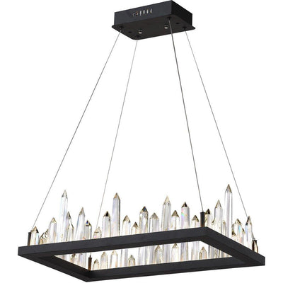 LED Black Rectangular Frame with Crystal Linear Chandelier - LV LIGHTING