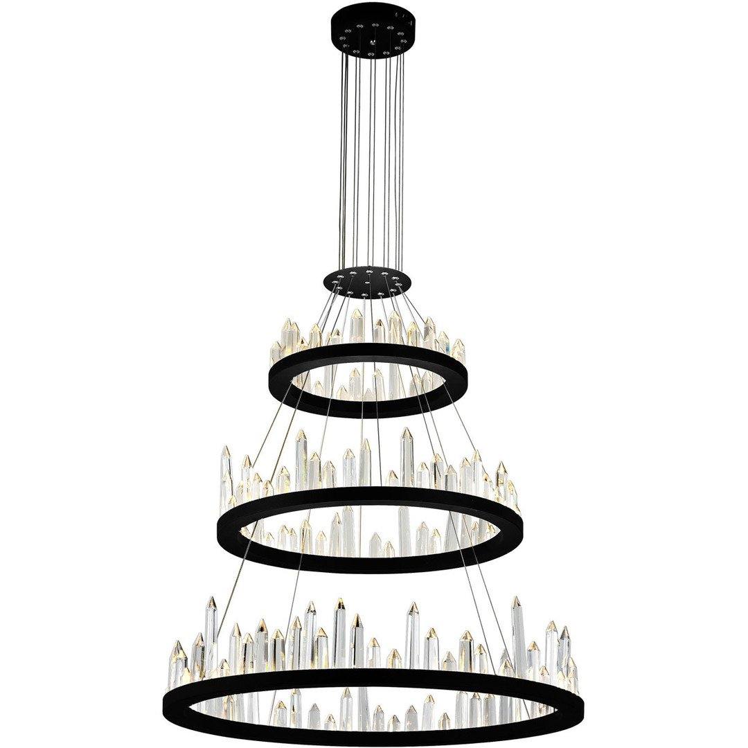 LED Black Rings with Crystal 3 Tiers Chandelier - LV LIGHTING