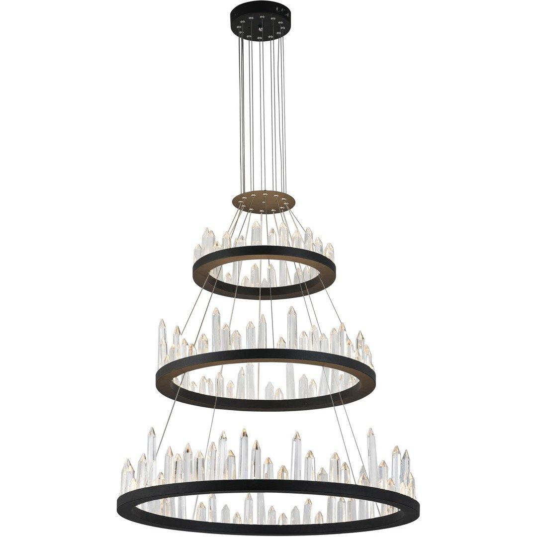 LED Black Rings with Crystal 3 Tiers Chandelier - LV LIGHTING