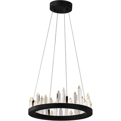 LED Black Ring with Crystal Chandelier - LV LIGHTING