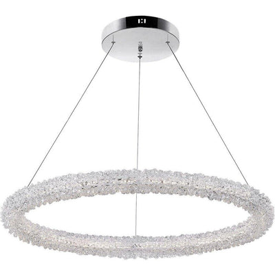 LED Chrome with Crystal Ring Chandelier - LV LIGHTING