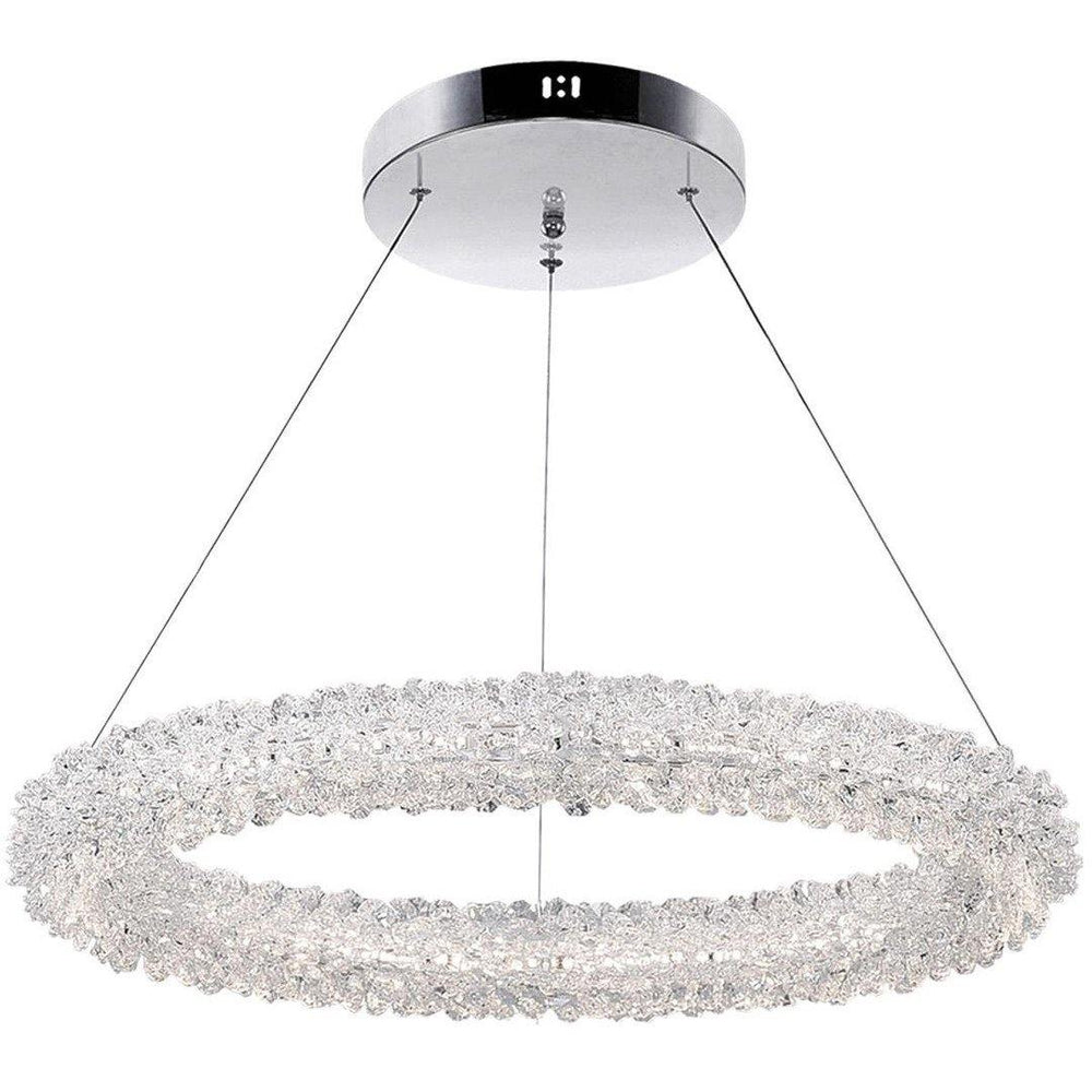 LED Chrome with Crystal Ring Chandelier - LV LIGHTING