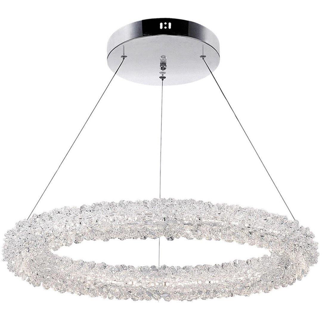 LED Chrome with Crystal Ring Chandelier - LV LIGHTING