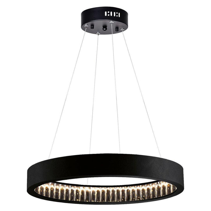 LED Matte Black with Crystal Ring Chandelier - LV LIGHTING