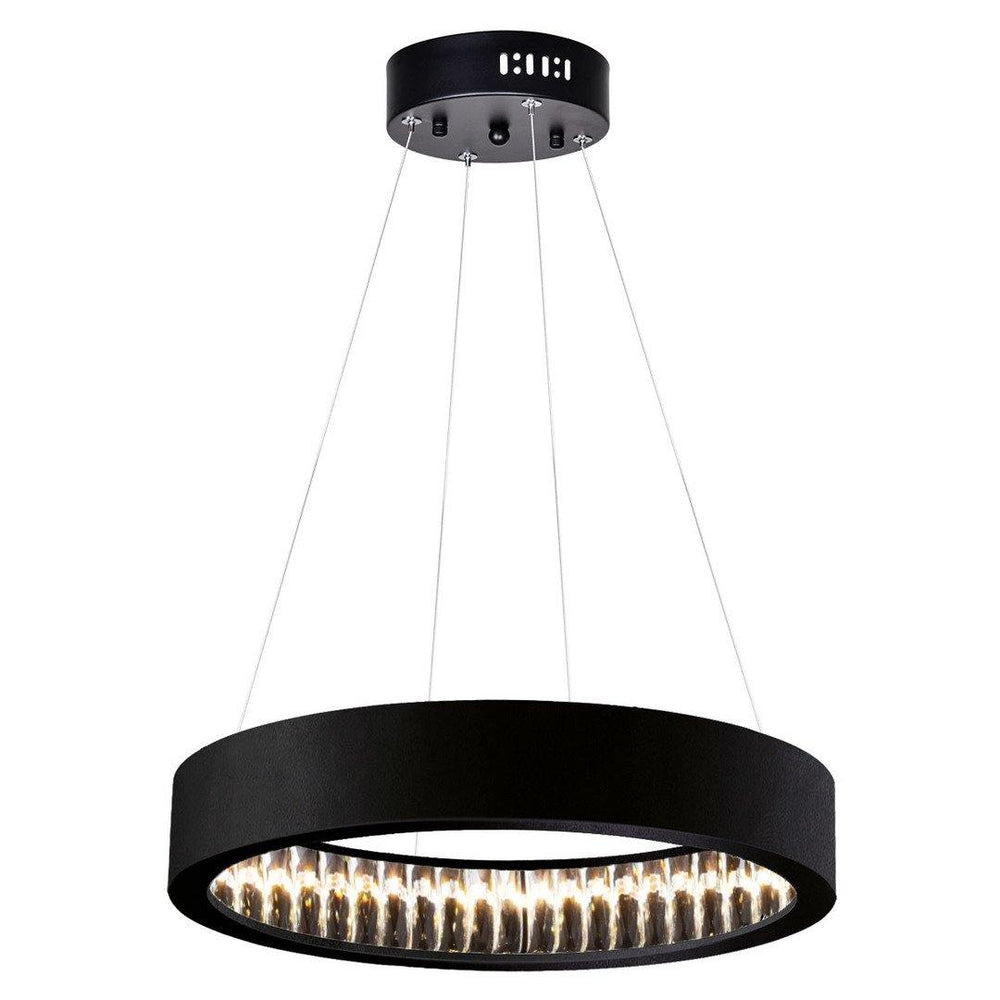 LED Matte Black with Crystal Ring Chandelier - LV LIGHTING