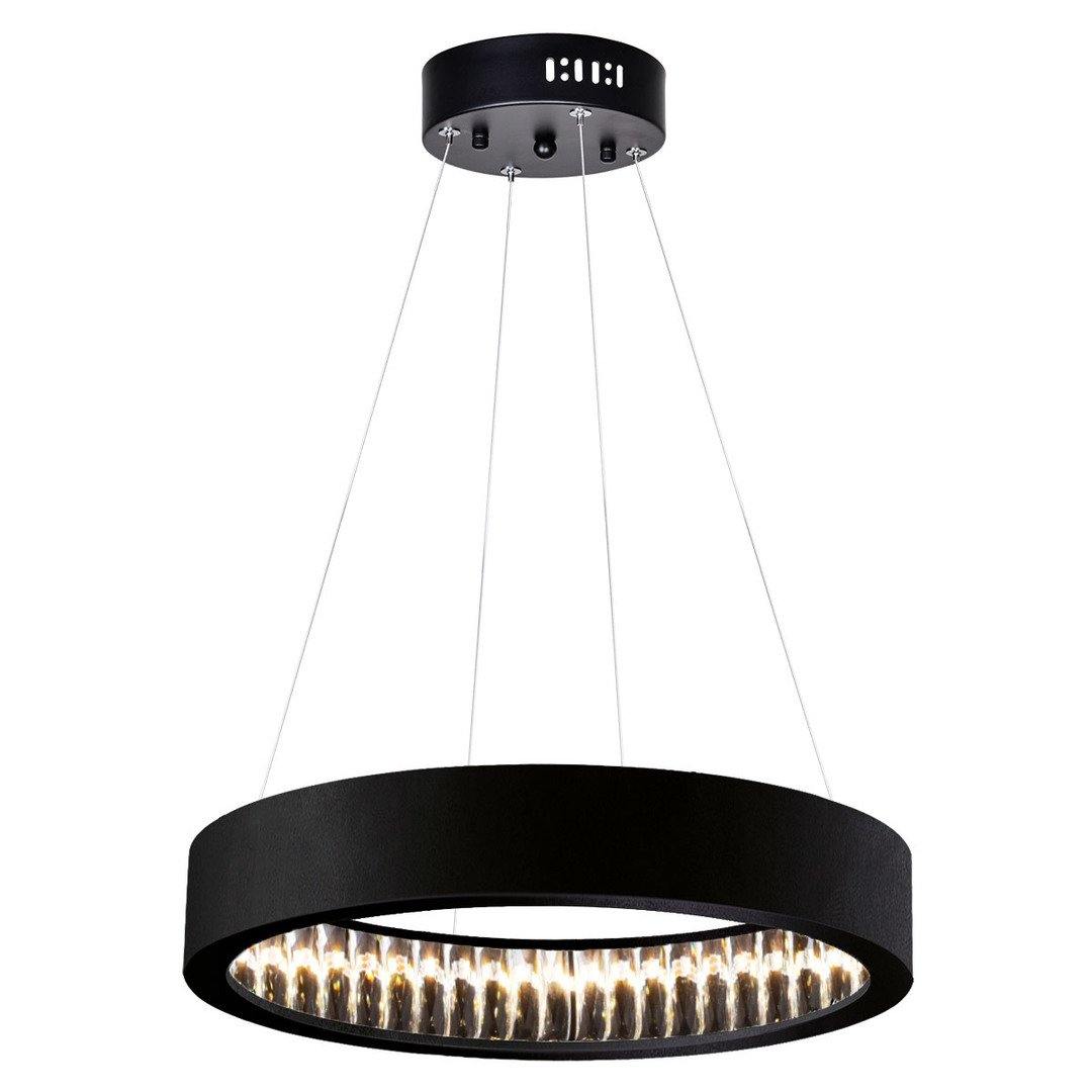 LED Matte Black with Crystal Ring Chandelier - LV LIGHTING