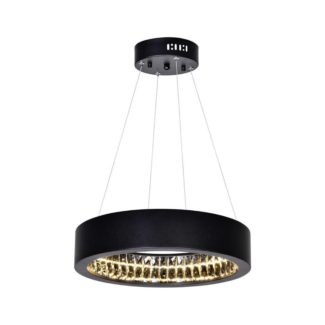 LED Matte Black with Crystal Ring Chandelier - LV LIGHTING