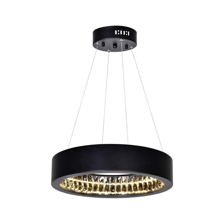 LED Matte Black with Crystal Ring Chandelier - LV LIGHTING