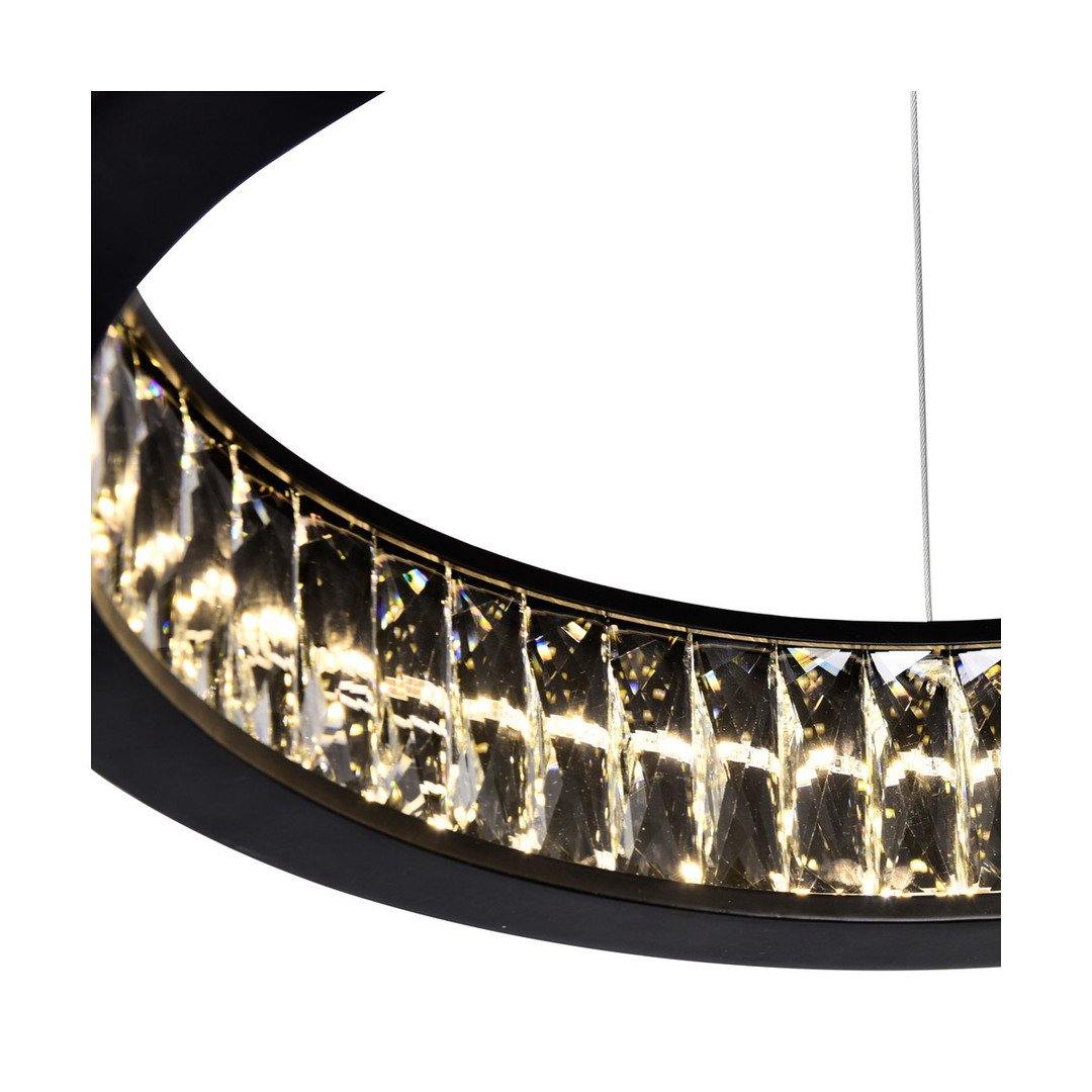 LED Matte Black with Crystal Ring Chandelier - LV LIGHTING